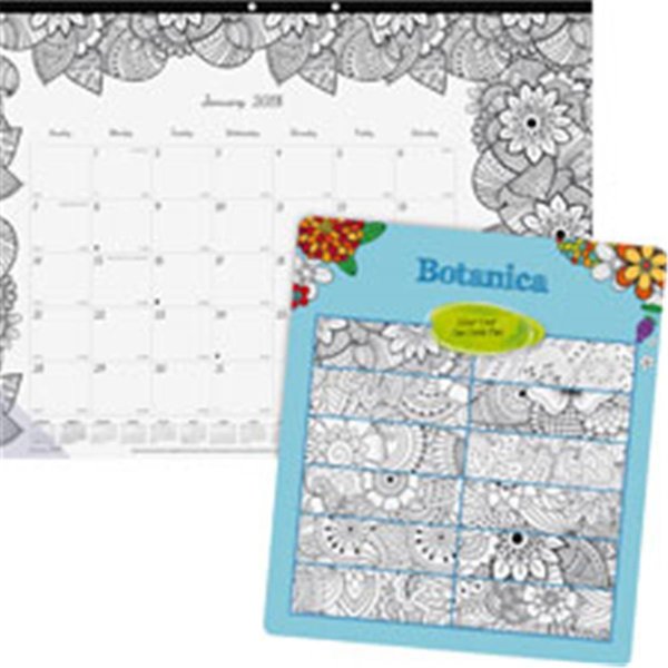 Rediform Botanica Design Monthly Doodle Desk Pad, White RE465590
